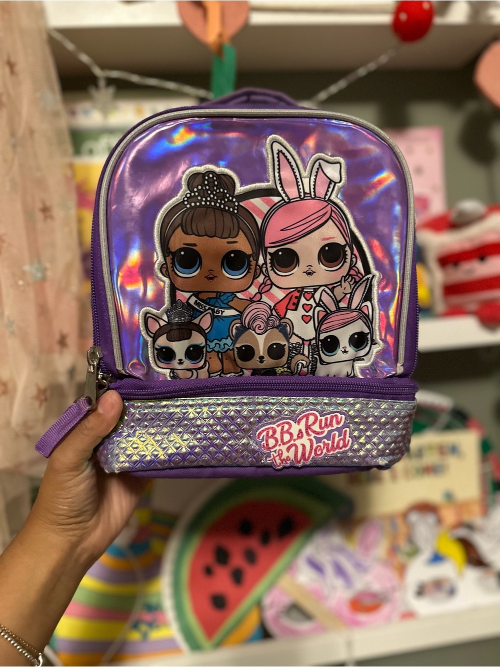 L.O.L. Surprise! Holographic Purple Kids Lunch Backpack with Characters